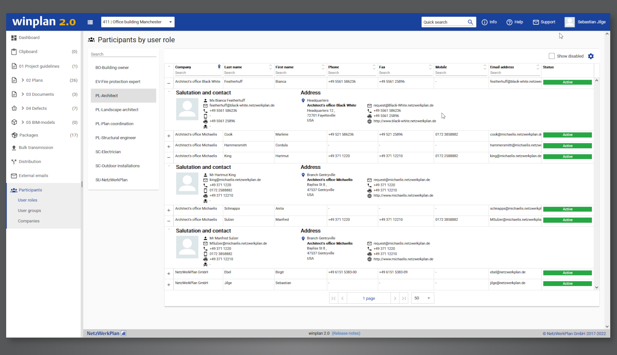 Screenshot Cooperation within the project team
