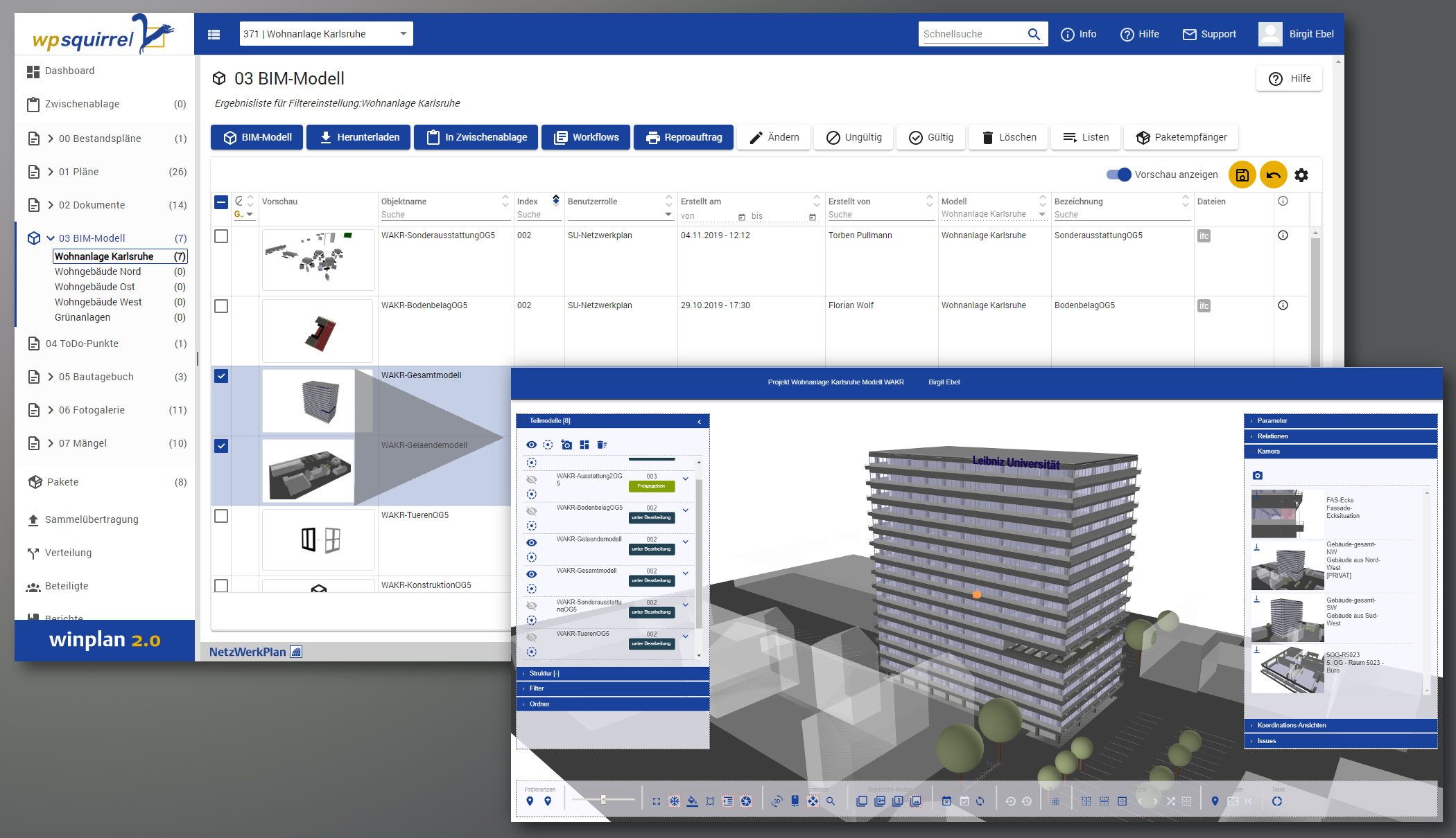 Screenshot BIM Datenmanagement