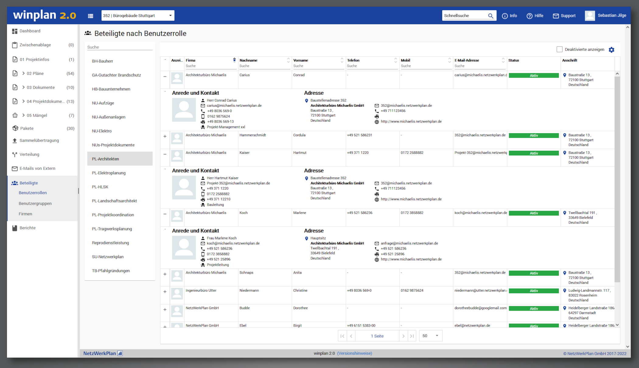Screenshot Kooperation im Projektteam